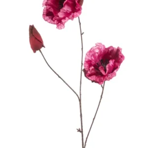 Mohnblumen künstlich 82 cm - 1 Stiel - Rosa/ Schwarz