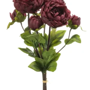 Pfingstrose künstlich 50 cm - Bund mit 3 Stielen - Bordeaux