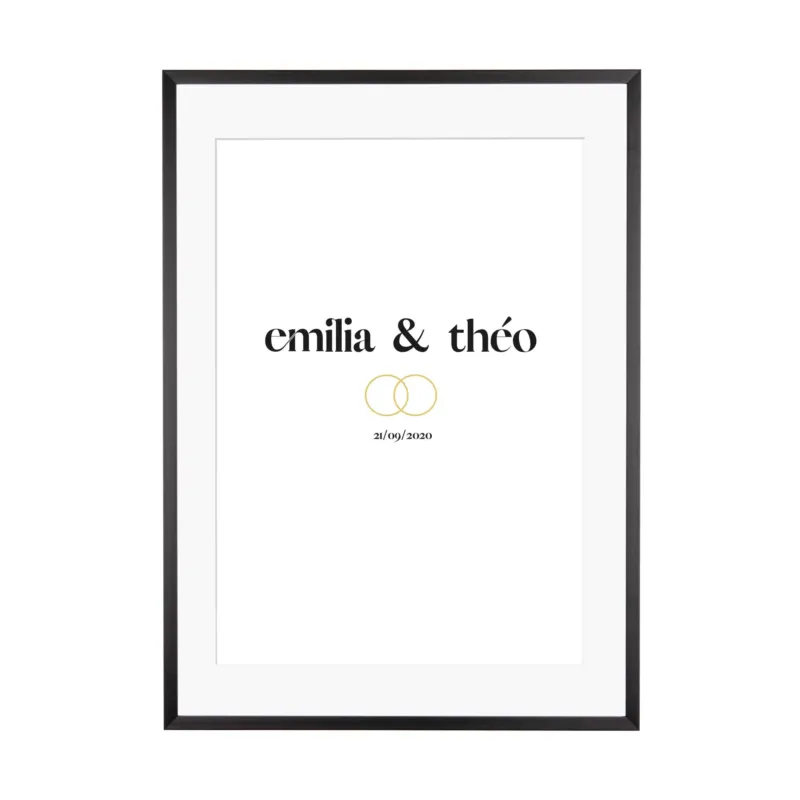 Print personalisierbar | Hochzeitspaar Goldringe