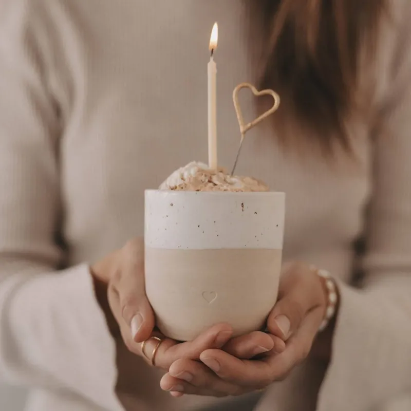 Eulenschnitt Becher Steingut Herz