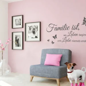 Wandtattoo Familie ist, wo Leben beginnt und Liebe niemals endet... 80 x 40 cm W5548