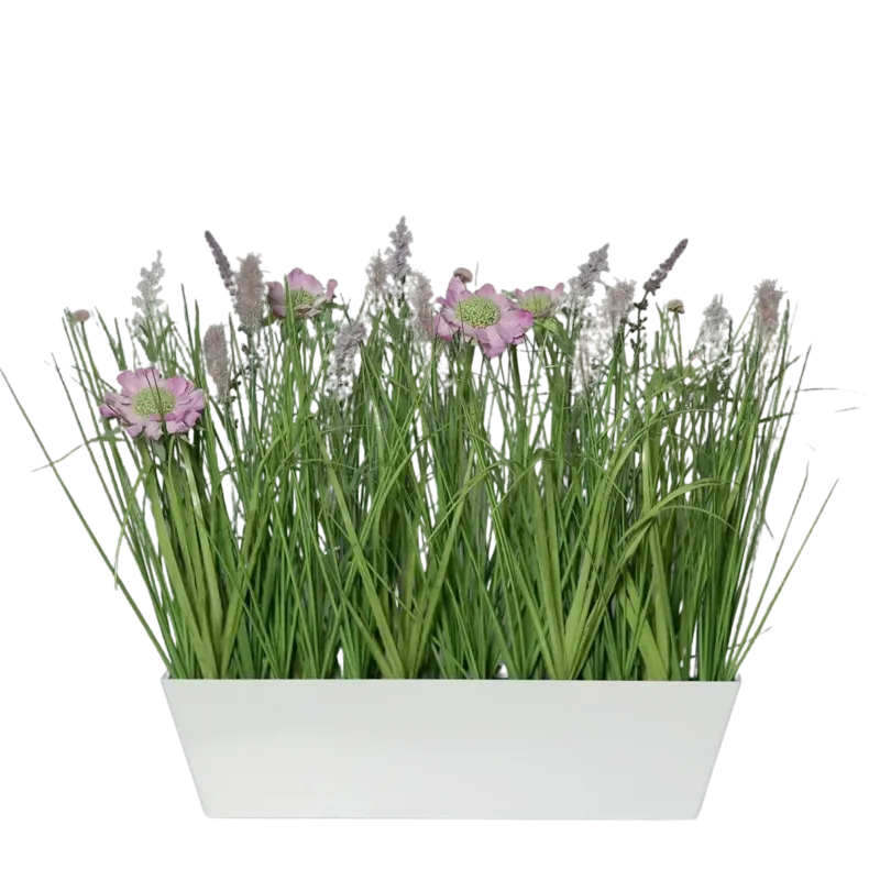 Künstliches Wiesenblumensortiment - Kunzang, 41 cm, Kunstpflanze von aplanta, inkl. Dekotopf, in Pink, für drinnen