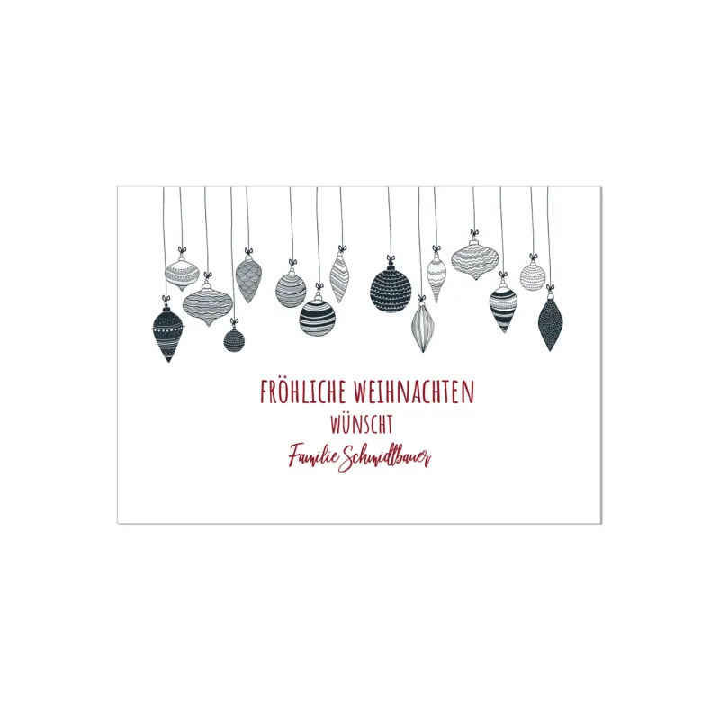 Art Card | Weihnachtskarte Weihnachtskugeln Querformat