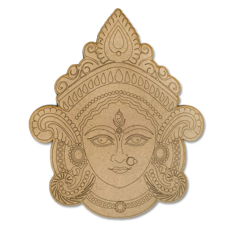 God Durga Devi Face Pre Marked MDF Cutout | Size 10 Inch