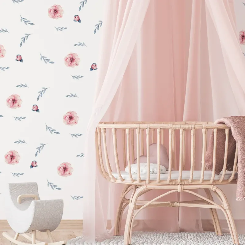 kids bedroom wall stickers, nursery wall stickers, wall stickers, wall decal , wall tattoo, watercolour roses wall sticker, floral wall sticker, roses wall sticker, girls wall sticker, wall stickers with roses, scandinavian wall stickers, kids bedroom ideas, nursery ideas, nordic wall stickers, wall decor ideas