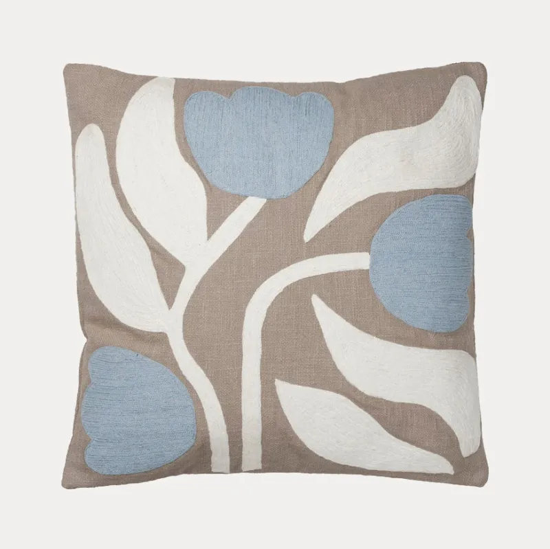 Kissenbezug Dora - Taupe Greige / Light Blue