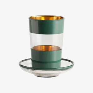 Tea glass w/saucer - dark green
