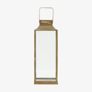 ANTIQUE lantern, square w/top, L - golden finish
