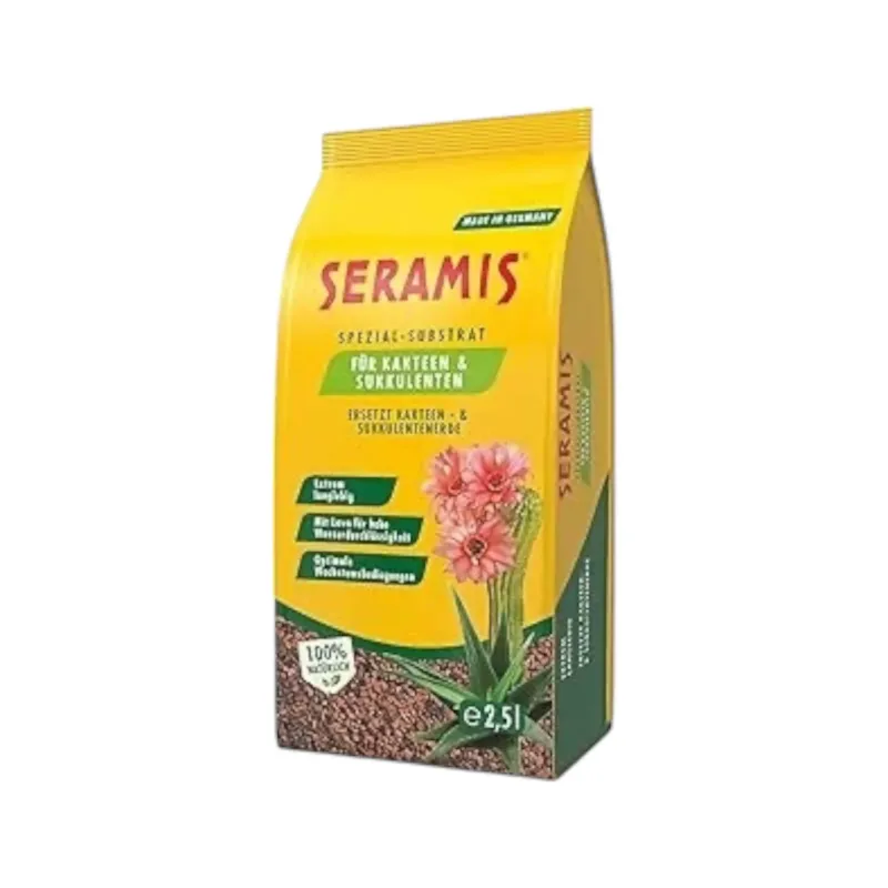 Seramis Spezial-Substrat für Kakteen und Sukkulenten, 2,5 l – Pflanzen Tongranulat, Kakteenerde Ersatz zur Wasser- und Nährstoffspeicherung, Rotbraun