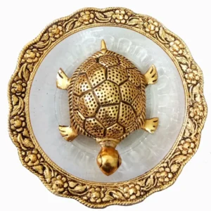Metal Feng Shui Tortoise On Plate Fantasy Showpiece