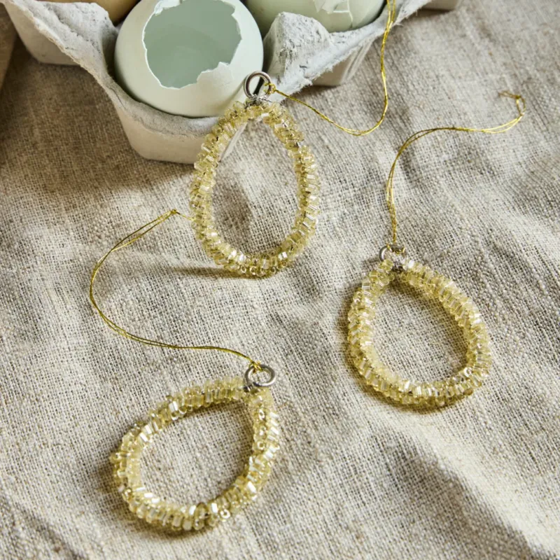 Osterschmuck Perlen 3er Set - champagner