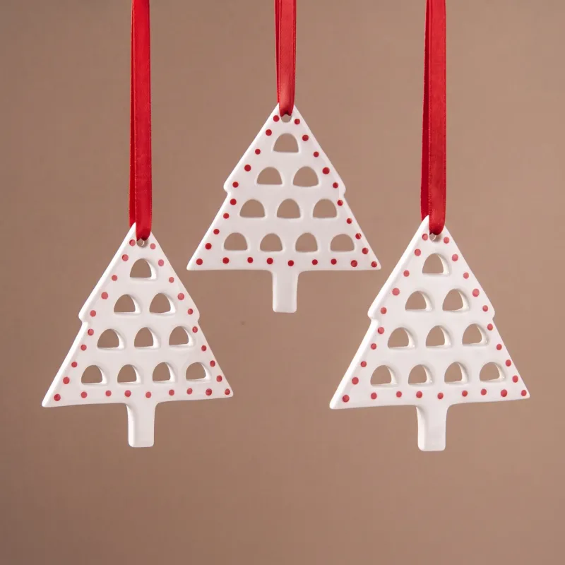 Suspension de Noël Sapin Lappi Points Rouges blanc