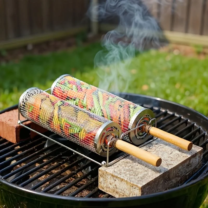 ROLLGRILL – Stainless Steel Rolling Grill Basket