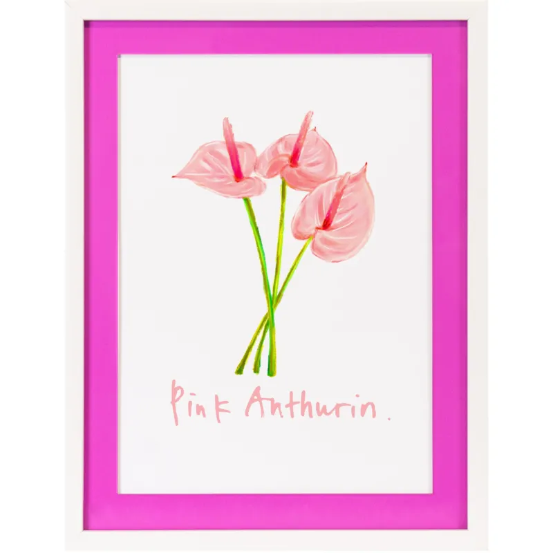 Rahmenbild mit Acrylpassepartout - Pink Anthurin