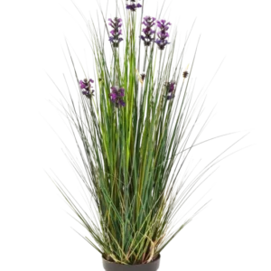 Künstlicher Lavendel - Milly, 90 cm, Kunstpflanze von aplanta, im schwarzen Topf, in Natur, für drinnen
