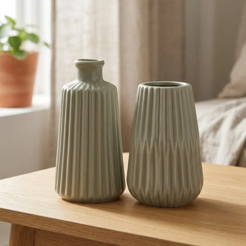 Schlichte Porzellanvase in Hellgrün mit zeitlosem Design