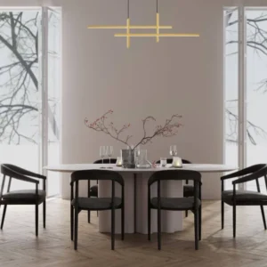 Antama LED Pendelleuchte 4-flammig, moderne goldene Hängelampe über dem Esstisch im eleganten Esszimmer