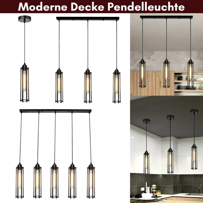 Industrie Pendelleuchte Schwarz Zylinder Käfig E27 ~3167