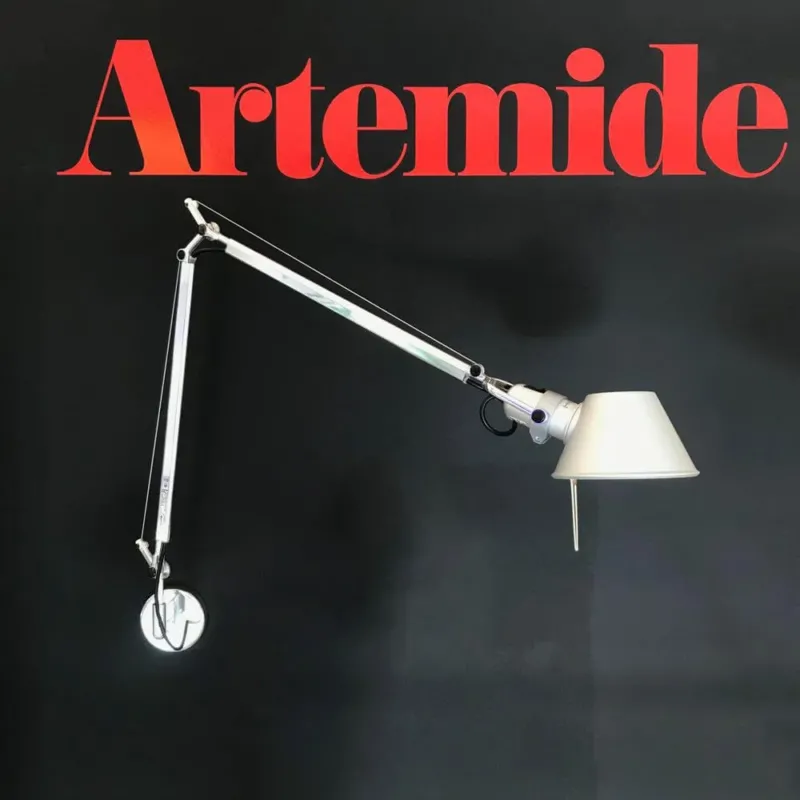 Artemide Tolomeo LED Parete Wandleuchte Schalter oder Sensor, flexible Aluminium-Wandlampe mit Arm und Schirm