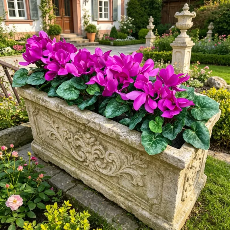 25 Stück Kunstblume Alpenveilchen Cyclame 35cm – UV-beständig & wartungsfrei – Ideal für Wohnzimmer, Büro, Balkon & Hochzeitsdeko