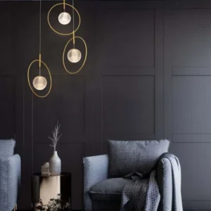 Atos LED Pendelleuchte Ø 40cm 3-flammig Gold 3000K, elegante goldene Hängelampe für modernes Wohnzimmer