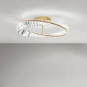 Aurelia LED Deckenleuchte Ø 60cm 3500K, goldene Deckenlampe mit Kristallelementen für elegante Raumbeleuchtung