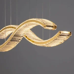 Aurelia LED Pendelleuchte 2-flammig in Gold mit K5-Kristallen, moderne Design-Pendelleuchte für Esstisch und Lounge