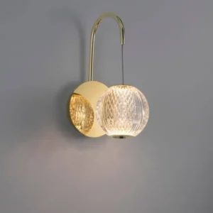 Brillante LED Wandleuchte 3200K: moderne goldene Wandleuchte mit warmweißem Licht und elegantem Glasdesign