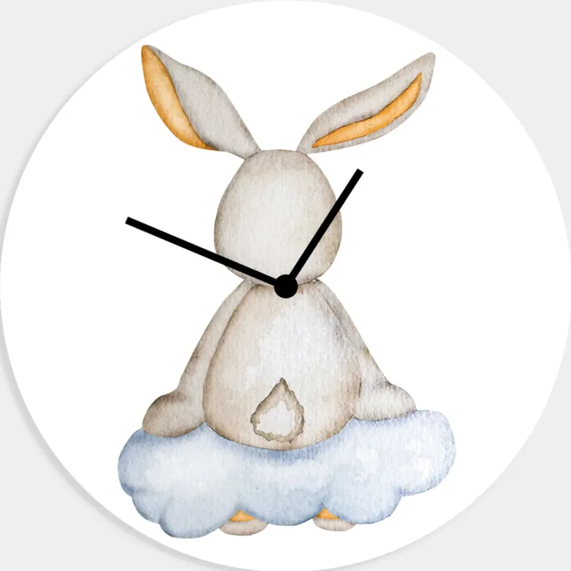 Acrylglas-Uhr - Hase auf Wolken