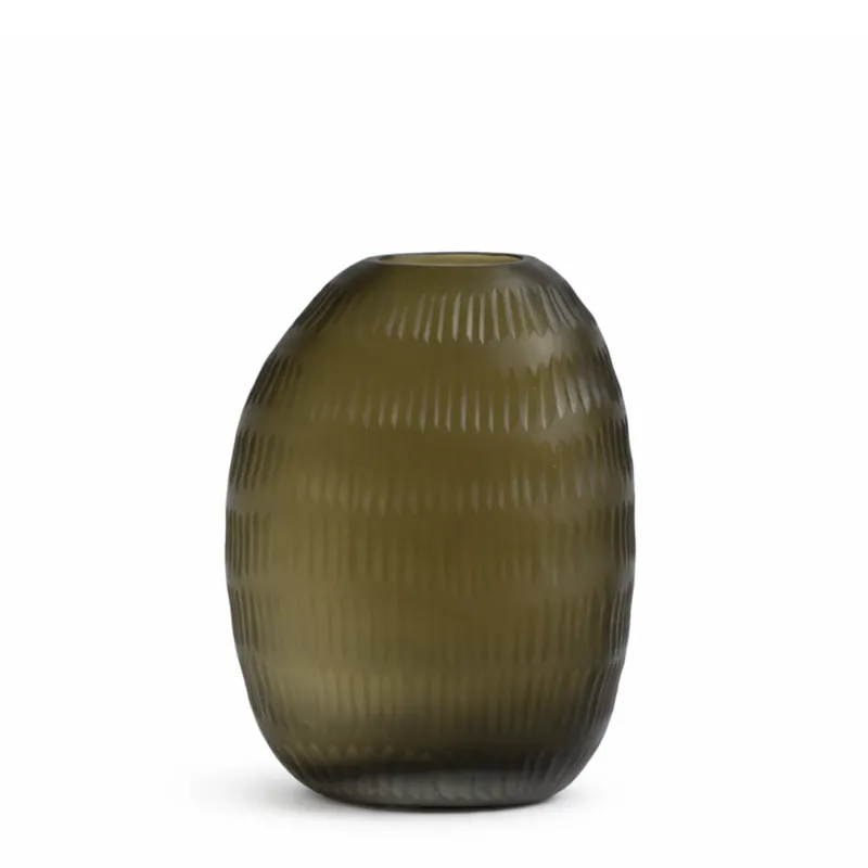 Vase en verre soufflé découpé Verdalys 25 cm