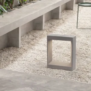 Cairo LED Außensockelleuchte 3000K Grau IP65 moderne Außenleuchte aus Beton und Glas für Gartenwege