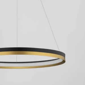 Cantria LED Pendelleuchte Ø 60cm 3000K Schwarz, Gold moderne ringförmige Deckenleuchte mit warmweißem Licht