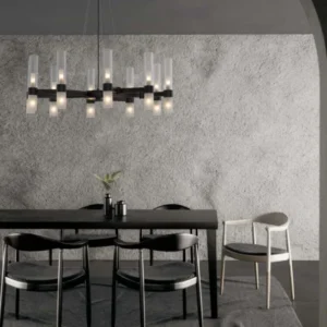 Century Pendelleuchte 20-flammig Ø 85cm Schwarz, Transparent - moderne Design-Hängelampe über dem Esstisch