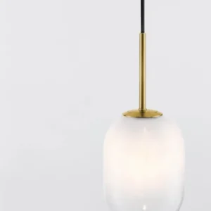 Chrysi Pendelleuchte Gold, Weiß mit mundgeblasenem Glas und elegantem Design