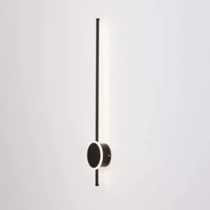 Clock LED Wandleuchte 3000K Schwarz, moderne schwarze LED-Wandlampe mit schlankem Stabprofil