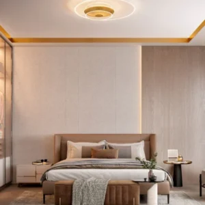 Copo LED Deckenleuchte 3000K Gold - elegante goldene Deckenlampe für modernes Schlafzimmer mit warmweißem Licht