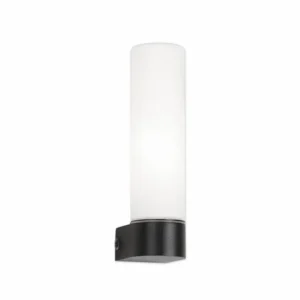 Corb Wandleuchte Schwarz, Weiß IP44 Badezimmerleuchte mit milchigem Diffusor und schwarzem Gehäuse
