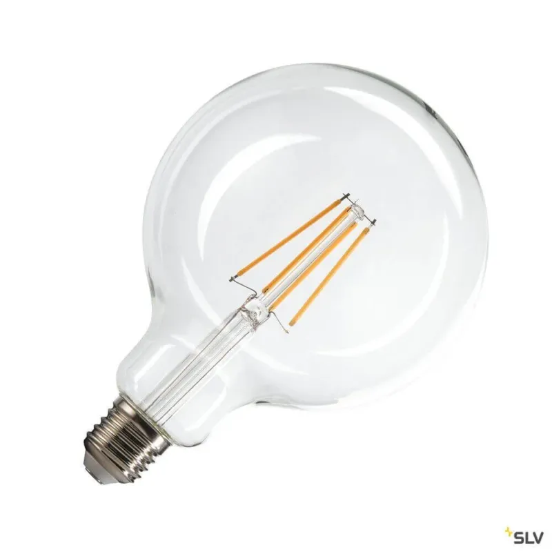 E27 G125 LED-Leuchtmittel 7,5W 2700K CRI90 Transparent, Globe-Lampe mit sichtbaren Filamenten