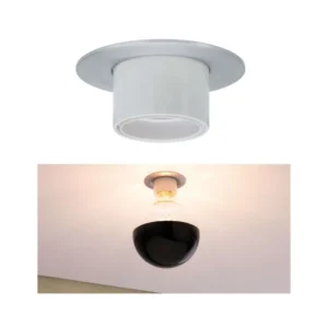Einbaustrahler Nova starr mit E27 Fassung in weißer und schwarzer Ausführung, ideal für 230V-Direktanschluss.