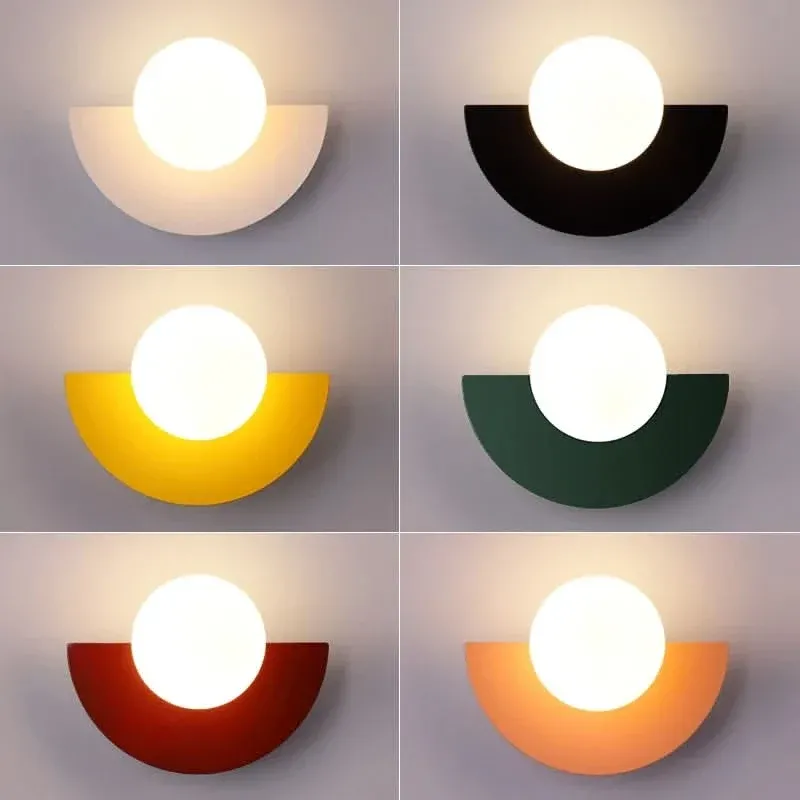 Elegant LED Wall Sconce - Modern Plastic Ball Lampshade for Bedroom & Corridor 0