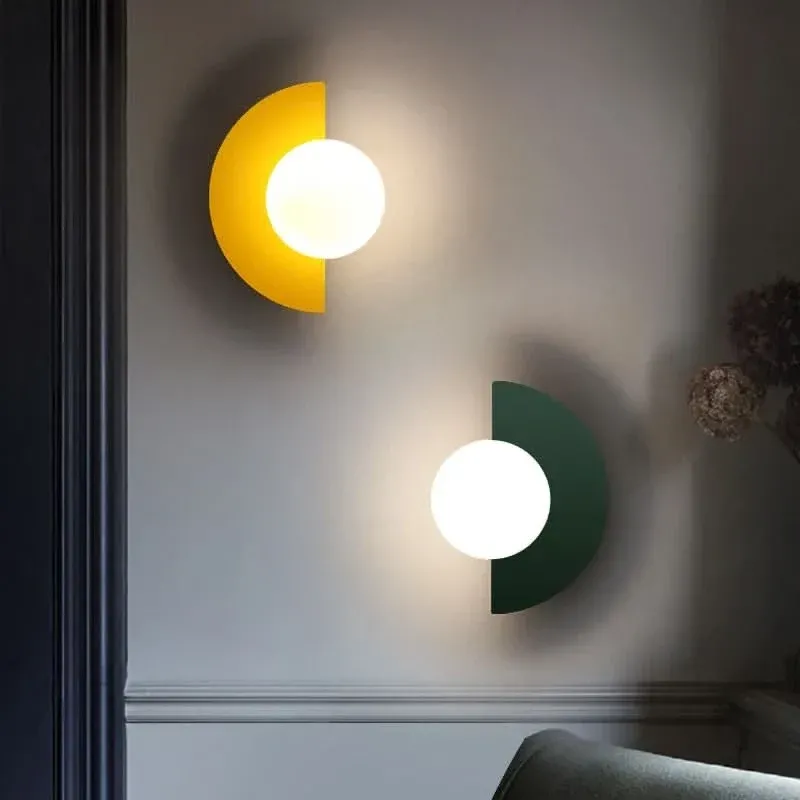 Elegant LED Wall Sconce - Modern Plastic Ball Lampshade for Bedroom & Corridor 3