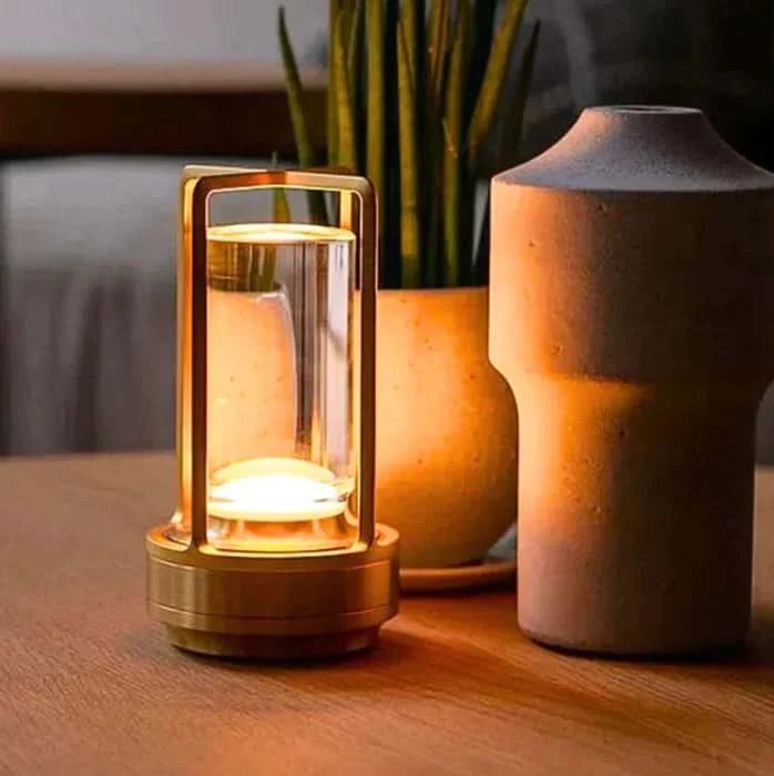 Elegant Portable Table Lamp - Cordless Crystal Accent Light with Dimmable Settings 1