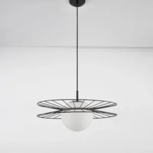 Ellery Pendelleuchte E27 Ø 45cm mit elegantem Design in Schwarz und Glas für stilvolle Innenräume.