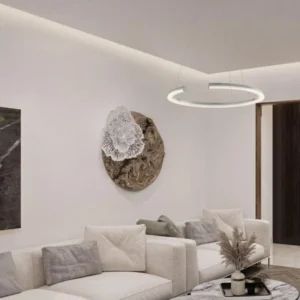 Elmo LED Pendelleuchte Ø 64cm 3500K Chrom, moderne silberne LED-Deckenlampe für Wohnzimmer
