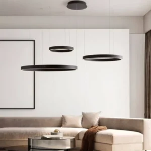 Elowen LED Pendelleuchte 3-flammig 3000K Up & Down, moderne schwarze LED Pendelleuchte über Sofa im Wohnraum