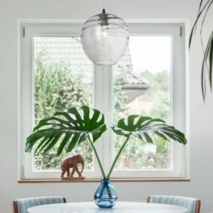 Evleen Pendelleuchte Ø 25cm Schwarz, Grau, elegante Glas-Pendelleuchte über dem Esstisch