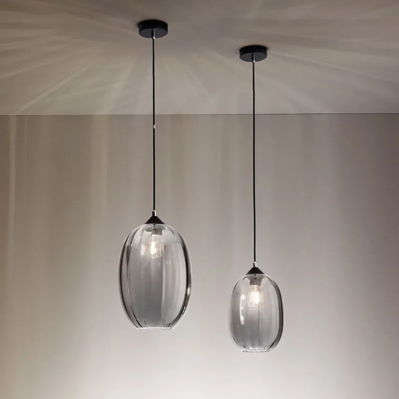 Infinity Pendelleuchte Rauchfarben – elegante Vintage-Pendelleuchte aus geblasenem Glas mit Smartluce.
