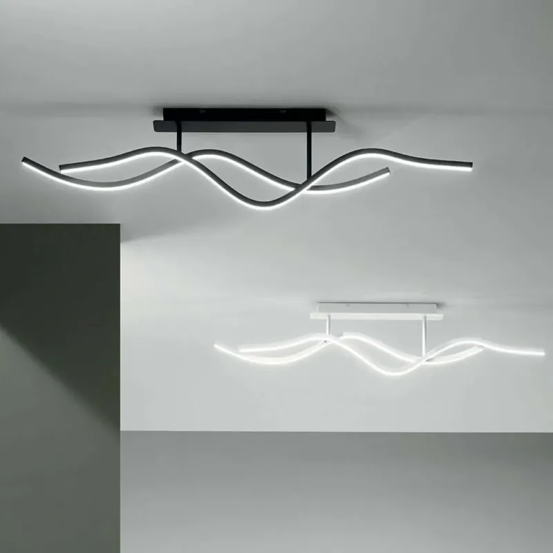Sinuo LED Deckenlampe 2-flammig Gewellt in Doppelwellenform für modernes Wohndesign