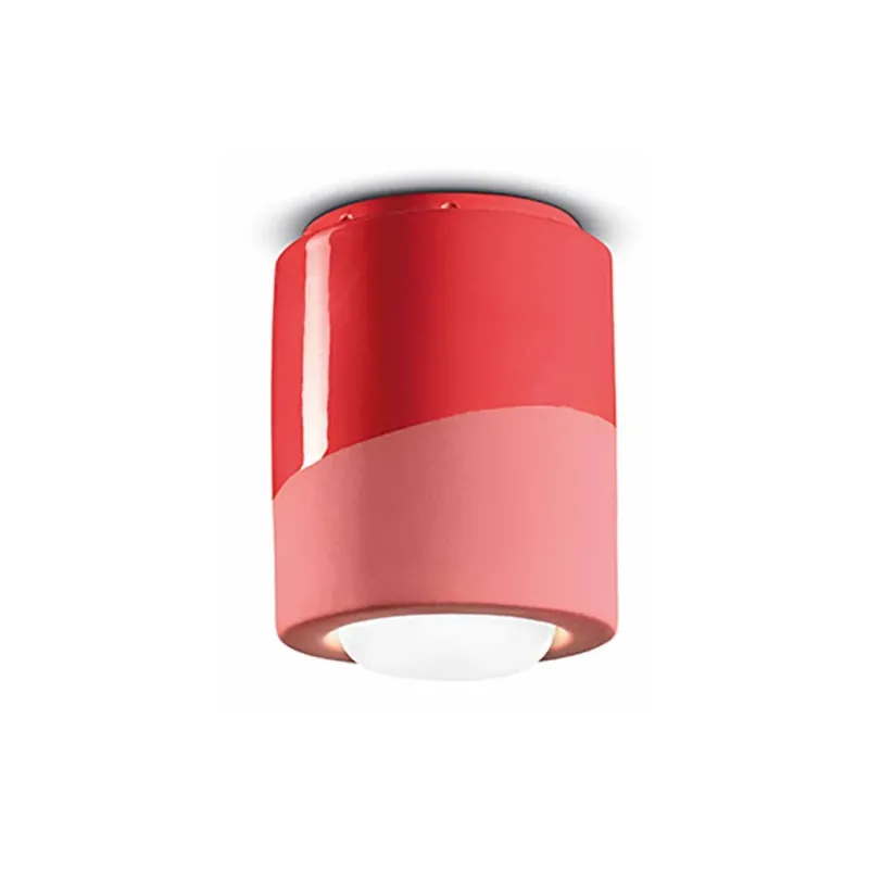 Ferroluce Pi Deckenlampe Ø 12,5cm rot, klassische Deckenleuchte mit Vase-Optik für Küche, Flur oder Gästezimmer