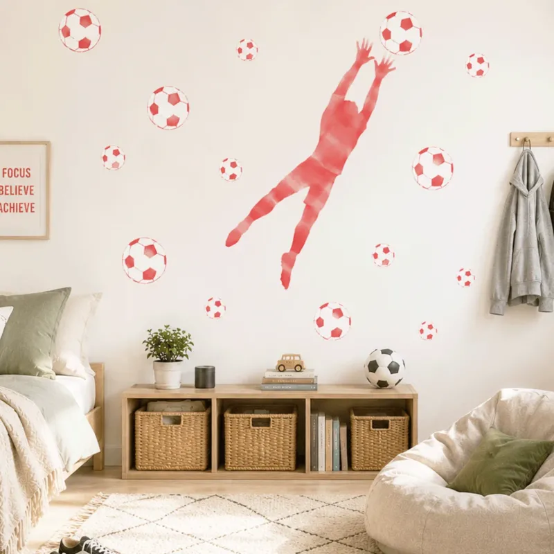 Wandtattoo Fußball – Fußballer Torwart (rot)